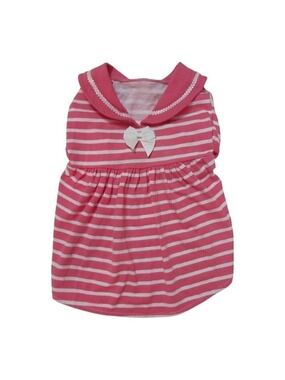 Blueberry Pet Sea Lover Sailor Dog Dress - Pink & White Striped